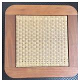 Teak Wood and Woven Rattan Side Table Made in Indonesia