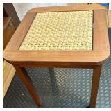 Teak Wood and Woven Rattan Side Table Made in Indonesia
