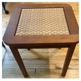 Teak Wood and Woven Rattan Side Table Made in Indonesia