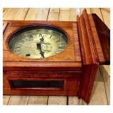 Antique Wood Case Wall Clock with Brass Pendulum and Roman Numeral Dial