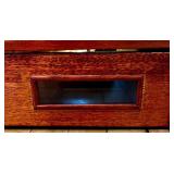 Antique Wood Case Wall Clock with Brass Pendulum and Roman Numeral Dial