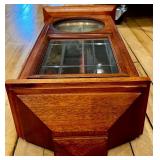 Antique Wood Case Wall Clock with Brass Pendulum and Roman Numeral Dial