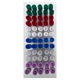 Lot of Plastic Test Tubes with Assorted Caps, Storage Racks, and Two Clear Box Compartment Boxes