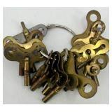 Collection of Vintage Brass and Metal Clock Wind-Up Keys