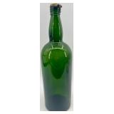 Vintage James Buchanan Green Bottle with Cork-N-Seal and 2 Large Glass Jars