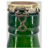 Vintage James Buchanan Green Bottle with Cork-N-Seal and 2 Large Glass Jars