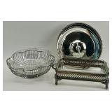 Collection of Silverplate Serving Pieces with Glass Inserts