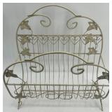 Vintage Metal Magazine Rack with Leaf Accents