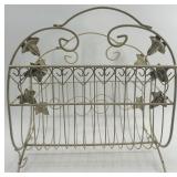 Vintage Metal Magazine Rack with Leaf Accents