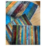 NEW Set of 4 Colorful Multi-Size Floor Mats with Striped Design