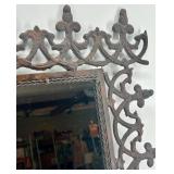 Vintage Ornate Cast Iron Wall Mirror with Decorative Frame