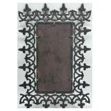 Vintage Ornate Cast Iron Wall Mirror with Decorative Frame