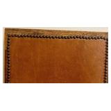 Upholstered Dining Chair with Brown Leather and Wood Frame