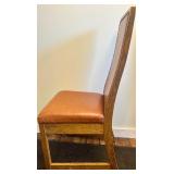 Upholstered Dining Chair with Brown Leather and Wood Frame