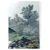 Framed Hand-Colored Engraving Dudley Castle Gate with Figures