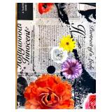 Audrey Hepburn Mixed Media Pop Art Collage on Canvas with 3D Flowers