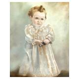 Antique Framed Portrait Painting of Child with Ornate Artisan Made Gilt Frame