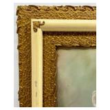 Antique Framed Portrait Painting of Child with Ornate Artisan Made Gilt Frame