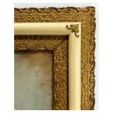 Antique Framed Portrait Painting of Child with Ornate Artisan Made Gilt Frame