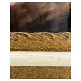 Antique Framed Portrait Painting of Child with Ornate Artisan Made Gilt Frame