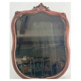 Antique Ornate Wood Framed Mirror with Carved Detail