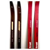 Lot of 6 Pairs Vintage Cross Country Skis and 2 set of Poles Mixed Brands