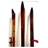 Lot of 6 Pairs Vintage Cross Country Skis and 2 set of Poles Mixed Brands