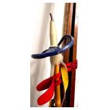 Lot of 6 Pairs Vintage Cross Country Skis and 2 set of Poles Mixed Brands