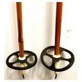 Lot of 6 Pairs Vintage Cross Country Skis and 2 set of Poles Mixed Brands