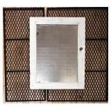 Pair of Heavy Duty Metal Mesh Grates with Framed Mirror Panel