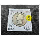 Key Date 1932-D Washington Quarter Marked Good when Purchased PCGS price for a G is $80