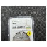 1999 1 Oz. Silver American Eagle NGC MS69 - NGC Price Guide is $75