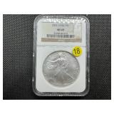 2002 1 Oz. Silver American Eagle NGC MS69 - NGC Price Guide is $65