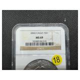 2002 1 Oz. Silver American Eagle NGC MS69 - NGC Price Guide is $65