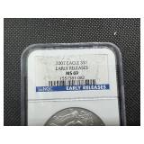 2007 1 Oz. Silver American Eagle NGC MS69  Early Releases