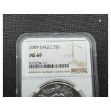 2009 1 Oz. Silver American Eagle NGC MS69