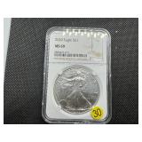2020 1 Oz. Silver American Eagle NGC MS69 - NGC Price Guide is $70
