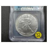 2021 1 Oz. Silver American Eagle ICG MS70 Emergency Issue - Perfect Grade! - PCGS Price Guide is $80