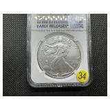 2021-S Eagle Landing Type 2 1 Oz. Silver American Eagle NGC MS69 Emergency Production - Early Releases