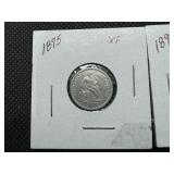 Two Seated Liberty Dimes - 1875 Marked XF and 1891 Marked G-4 - Greysheet Wholesale Value for Both is $36