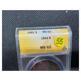 1882 Morgan Silver Dollar ANACS MS62 Attractively Purple Toned