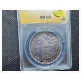 1882 Morgan Silver Dollar ANACS MS62 Attractively Purple Toned