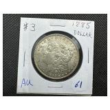 1885 Morgan Silver Dollar Marked AU When Purchased