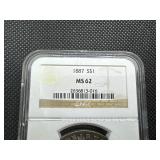 1887 Morgan Silver Dollar NGC MS62 - Rainbow Orange and Blue Toned!!