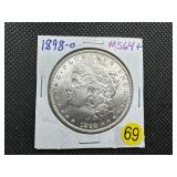 1898-O Morgan Silver Dollar Marked 64+ When Purchased - Nice Mint Luster!!