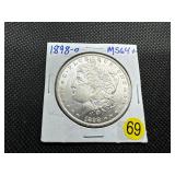 1898-O Morgan Silver Dollar Marked 64+ When Purchased - Nice Mint Luster!!