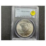 1924 Peace Silver Dollar PCGS MS63 - PCGS Price Guide is $80