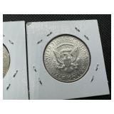 Two 90% Silver Kennedy Half Dollars - 1964 and 1964-D Both Marked AU 55 When Purchased