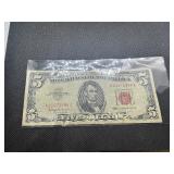 1963 Series Red Seal Five Dollar Bill