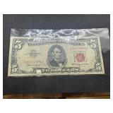 1963 Series Red Seal Five Dollar Bill